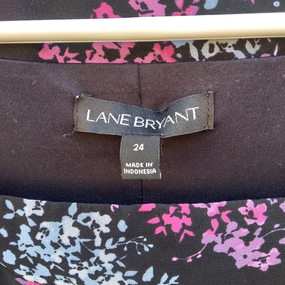 Lane Bryant Sz 24 Floral Black Purple Pink Top Shirt - Picture 3 of 6